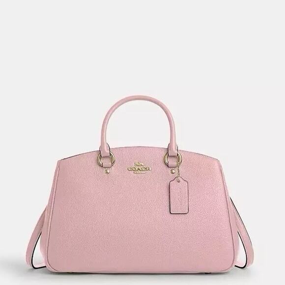 NWT Coach Savannah Leather Carryall Satchel Bag Gold/Powder Pink CAL56 - Picture 2 of 11